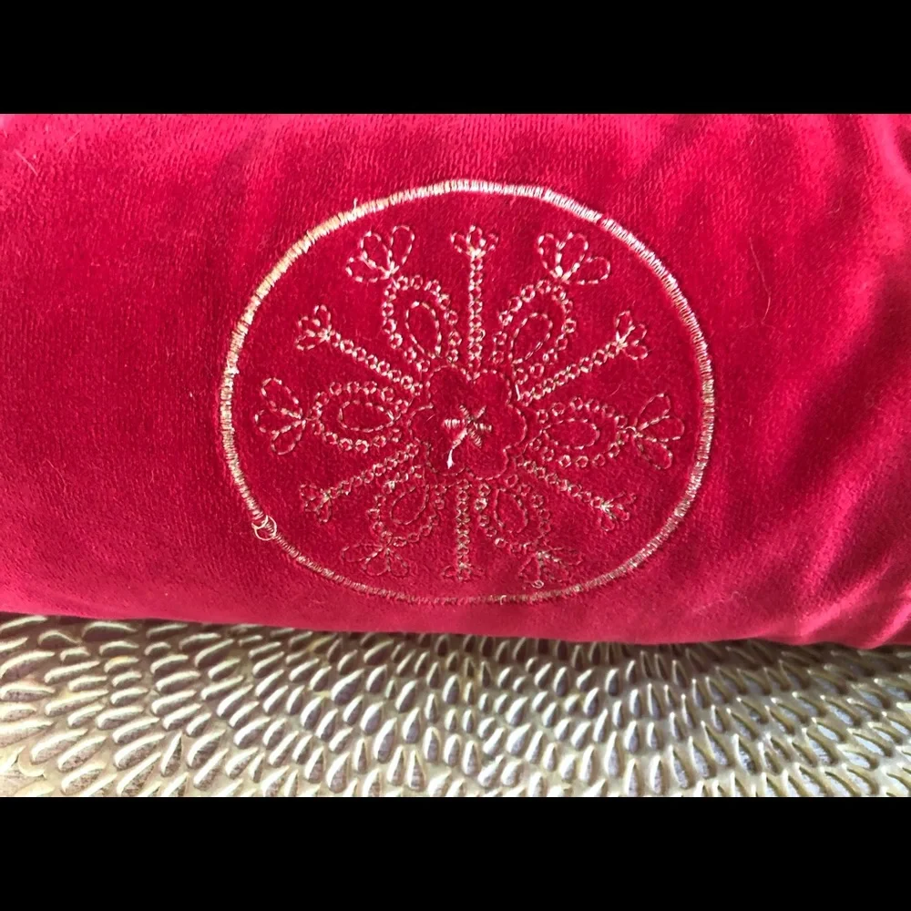 Noel Holiday Red Rectangle Throw Pillow